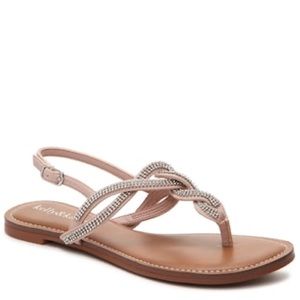 Kelly & Katie Jeweled Blush Pink and Tan Sandals.